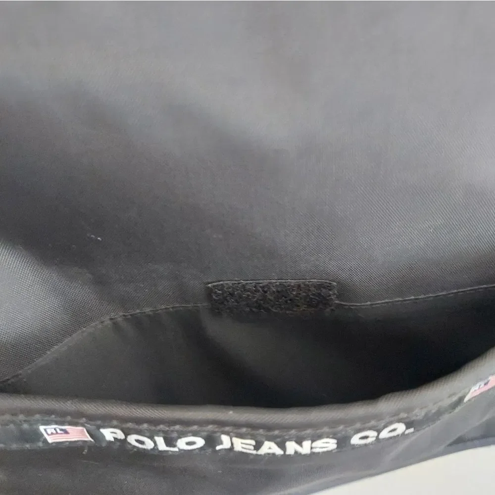 Vintage Ralph Lauren Polo Jeans Co Crossbody Messenger Bag Black Nylon